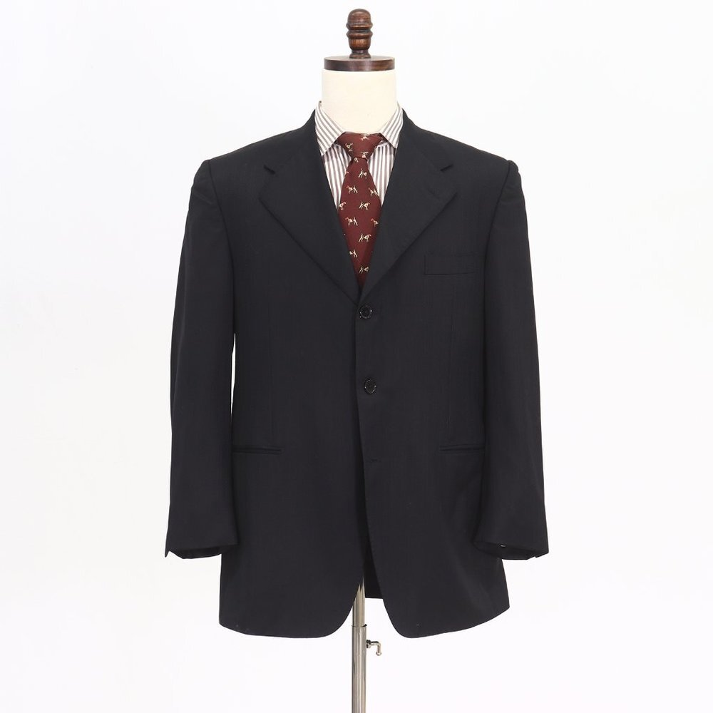 Bespoke 44R Black Striped 3-Button Sport Coat Blazer Jacket O600